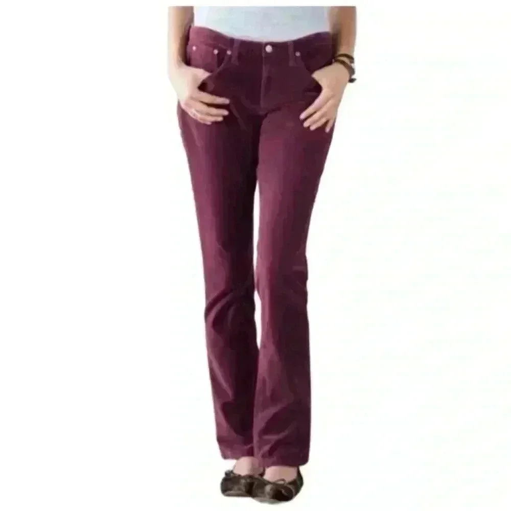 Sundance Velveteen Stretch Straight Leg Pants Burgundy 2P